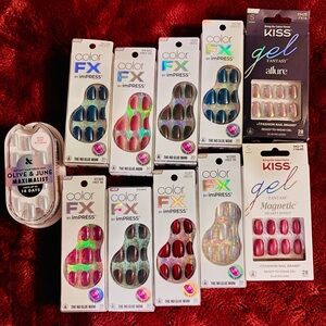 Kiss imPRESS Press on Nail Lot - Assorted Colors and Kiss Gel, Olive & June NWT